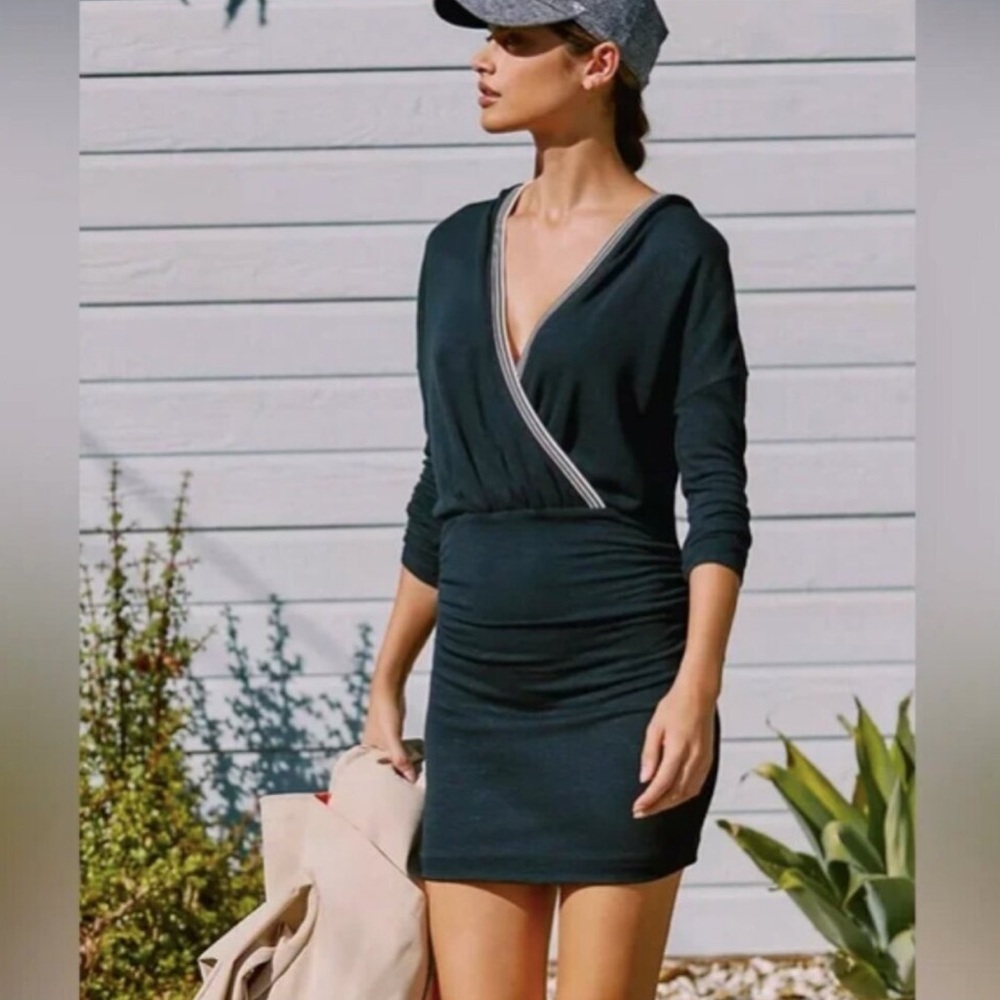 Anthropologie Daily Practice Casual Rouched Dress Black Women's SMALL